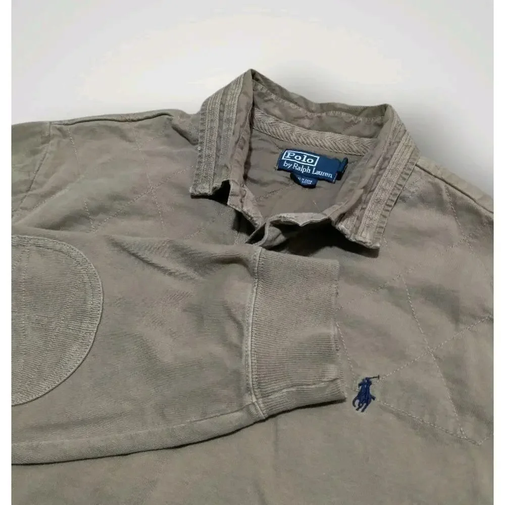 Vintage Polo Ralph Lauren Mens 1/4 Button Sweater‎ Mens XL Quilted Chest *Rare.